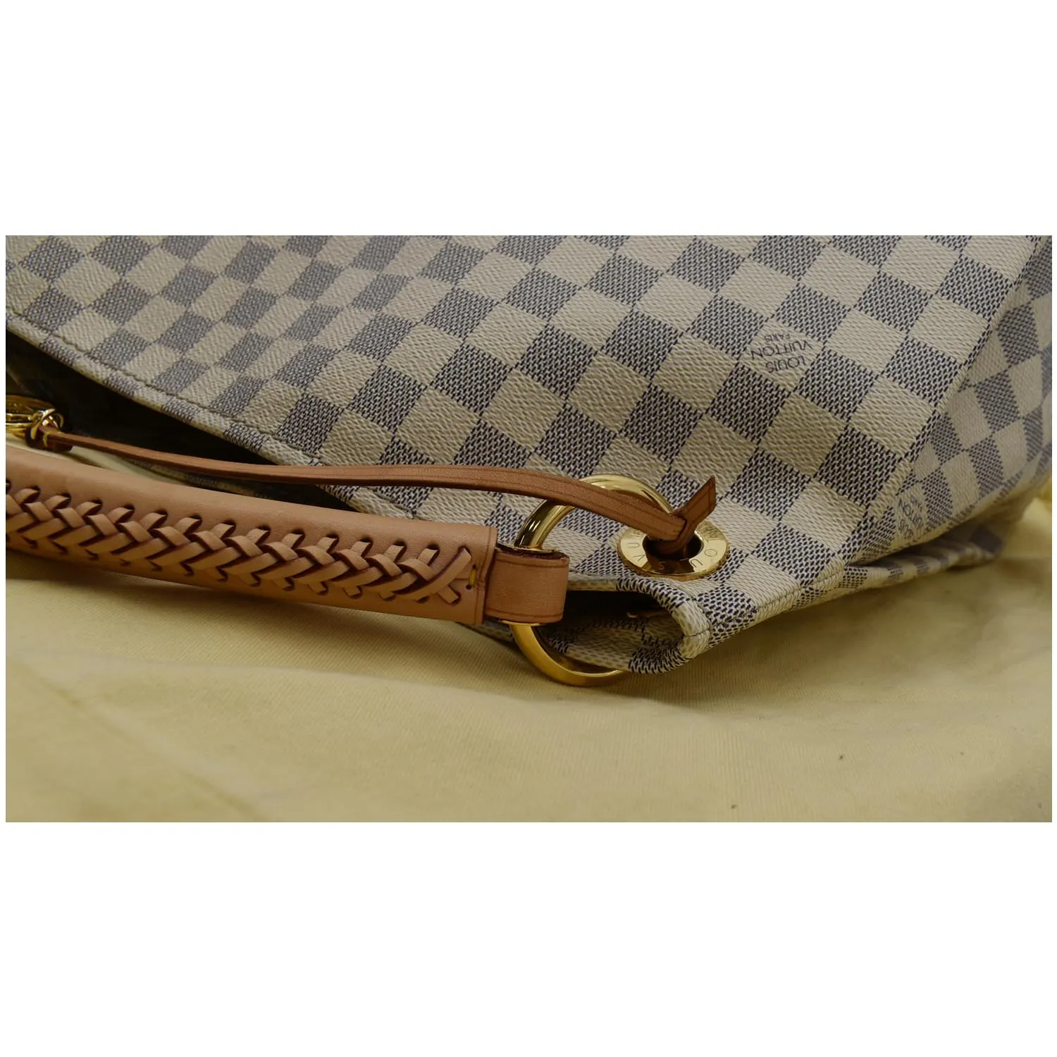 LOUIS VUITTON Artsy MM Damier Azur Hobo Bag White
