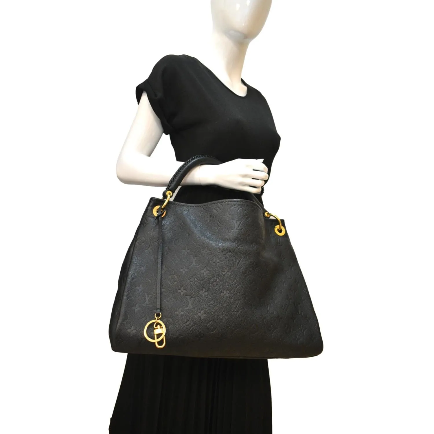 LOUIS VUITTON Artsy MM Empreinte Leather Hobo Bag Black