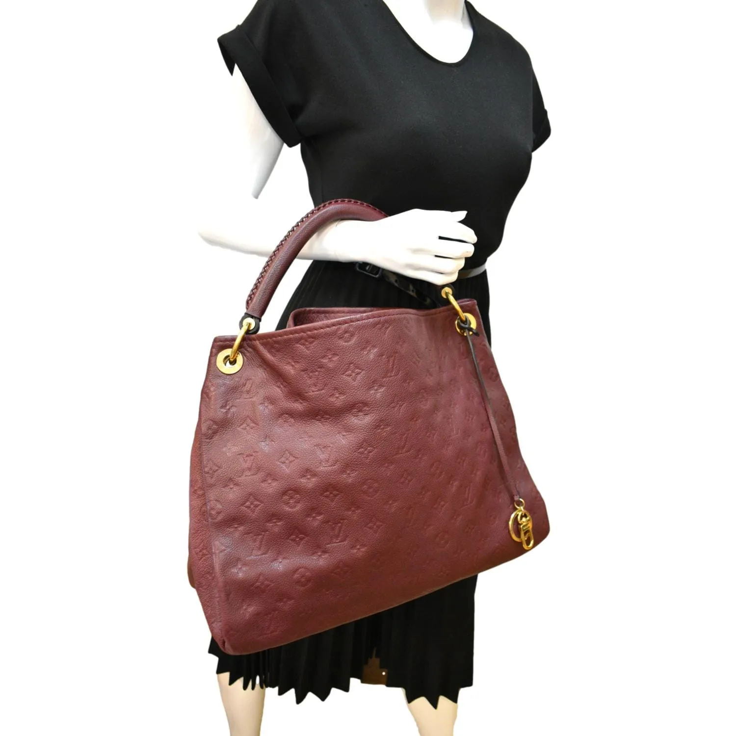 LOUIS VUITTON Artsy MM Empreinte Leather Hobo Bag Red