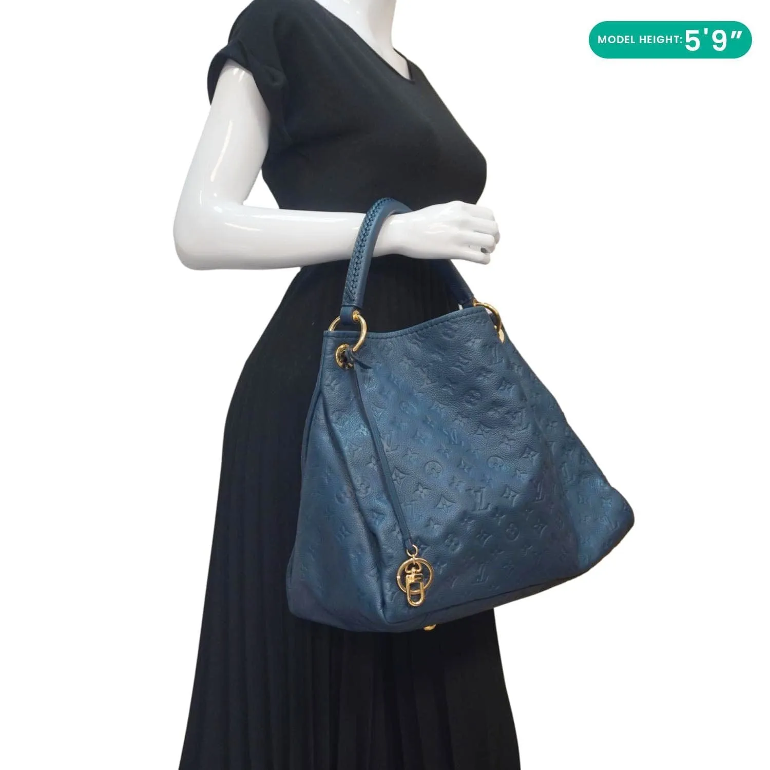 LOUIS VUITTON Artsy MM Monogram Empreinte Leather Hobo Bag Navy Blue