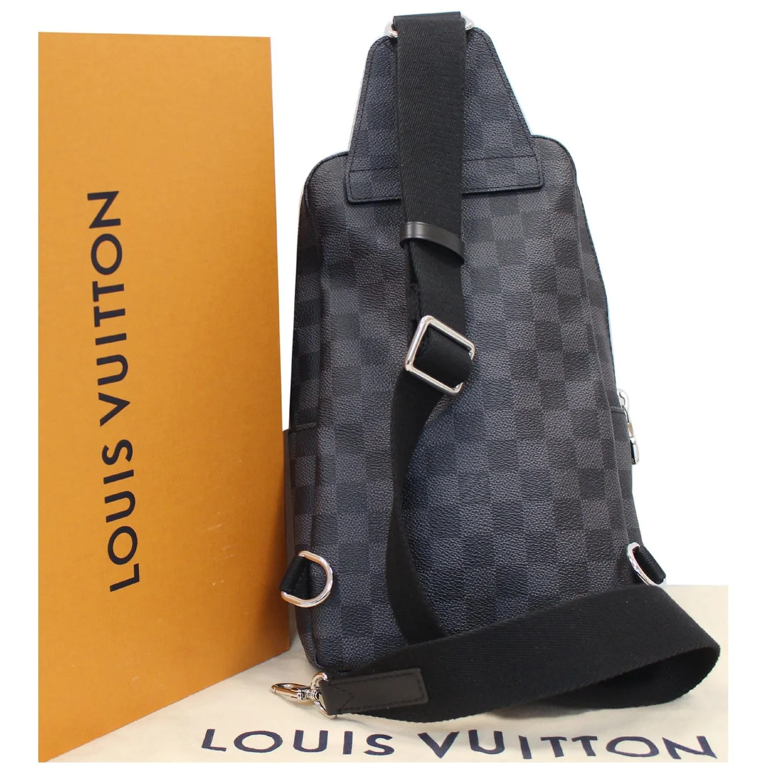 LOUIS VUITTON Avenue Sling Damier Graphite Crossbody Bag Black