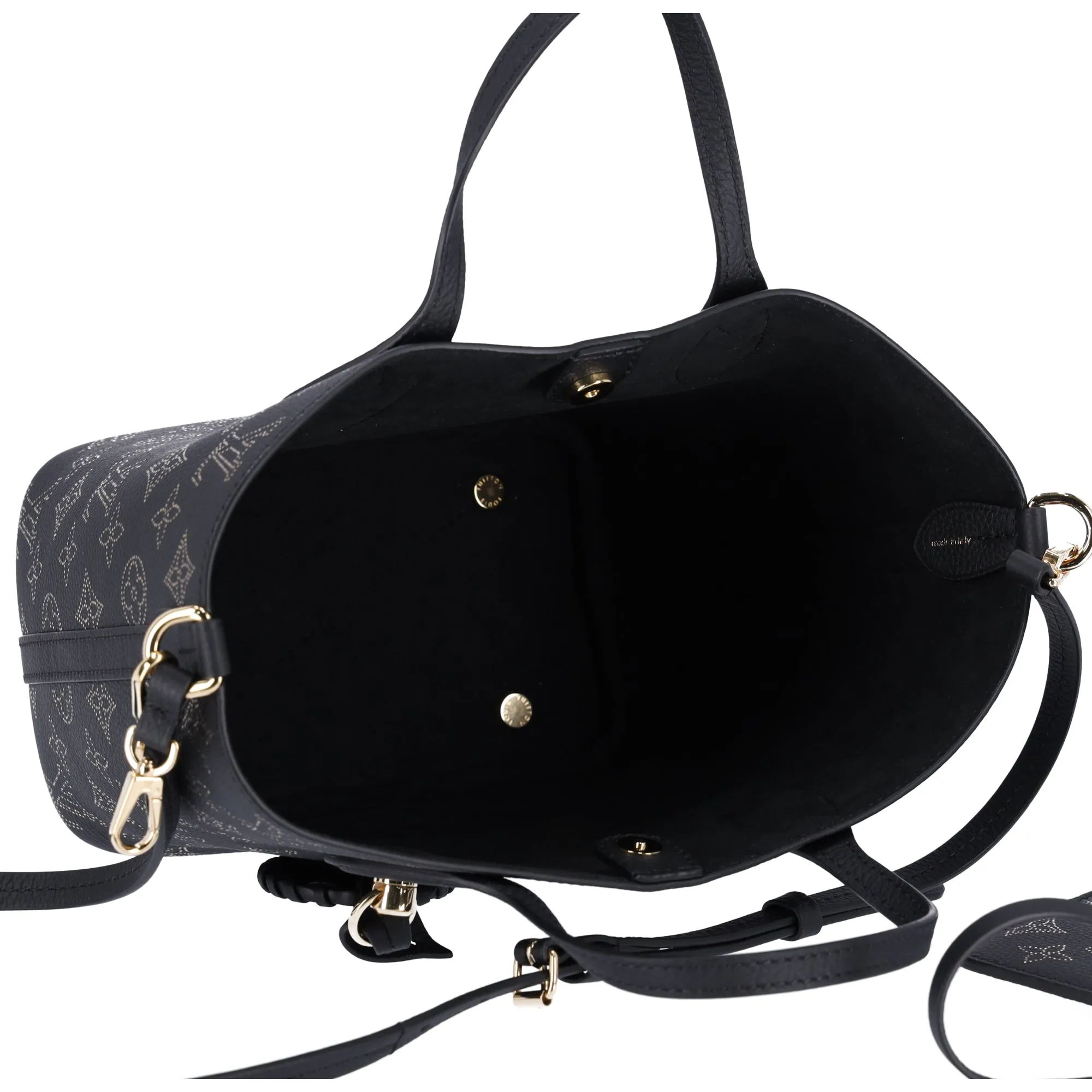 Louis Vuitton Blossom PM Monogram Mahina Noir M23393 Black Gold Small Tote