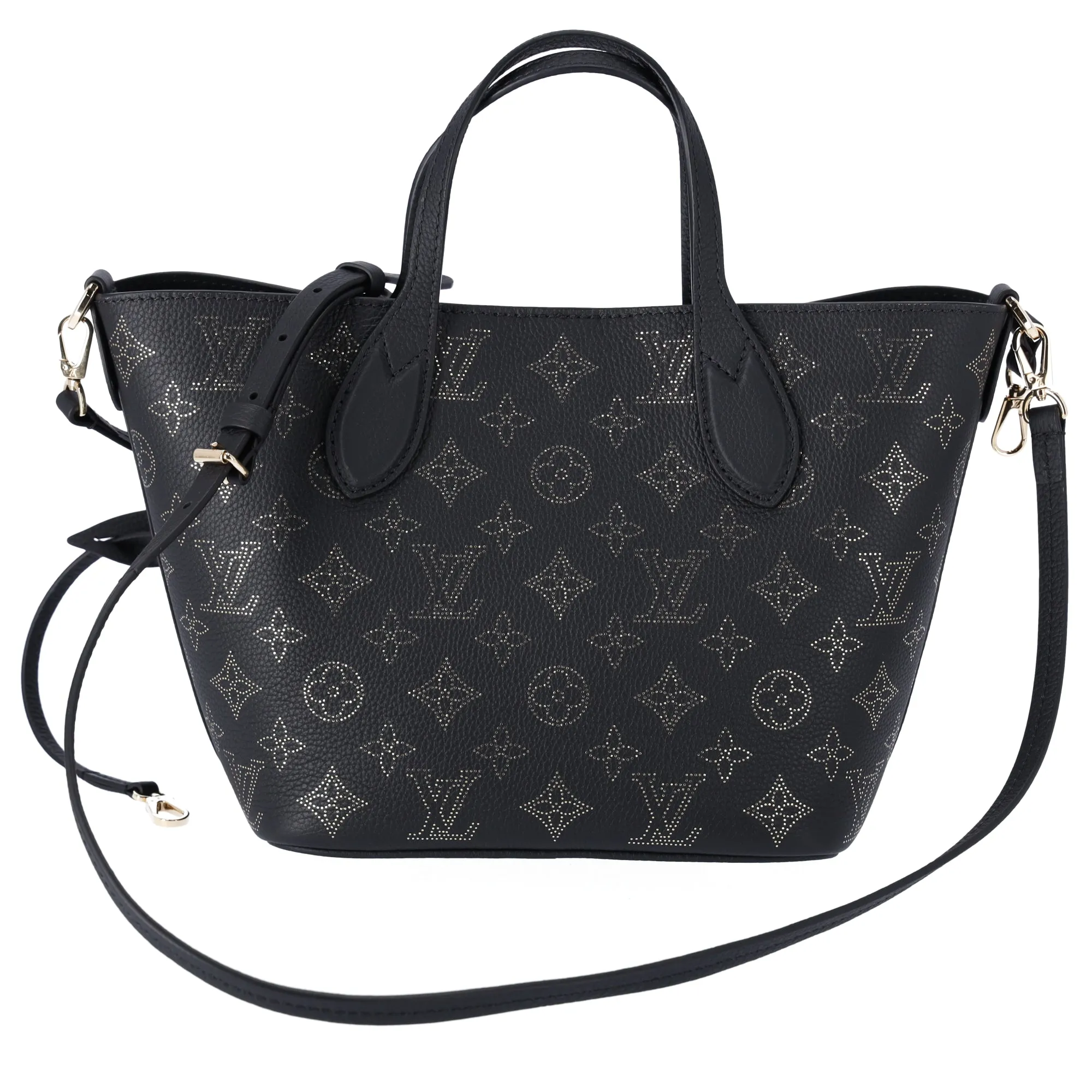 Louis Vuitton Blossom PM Monogram Mahina Noir M23393 Black Gold Small Tote