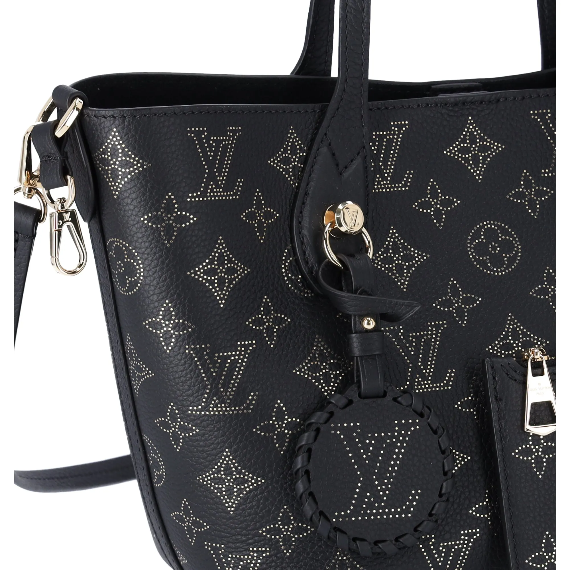 Louis Vuitton Blossom PM Monogram Mahina Noir M23393 Black Gold Small Tote