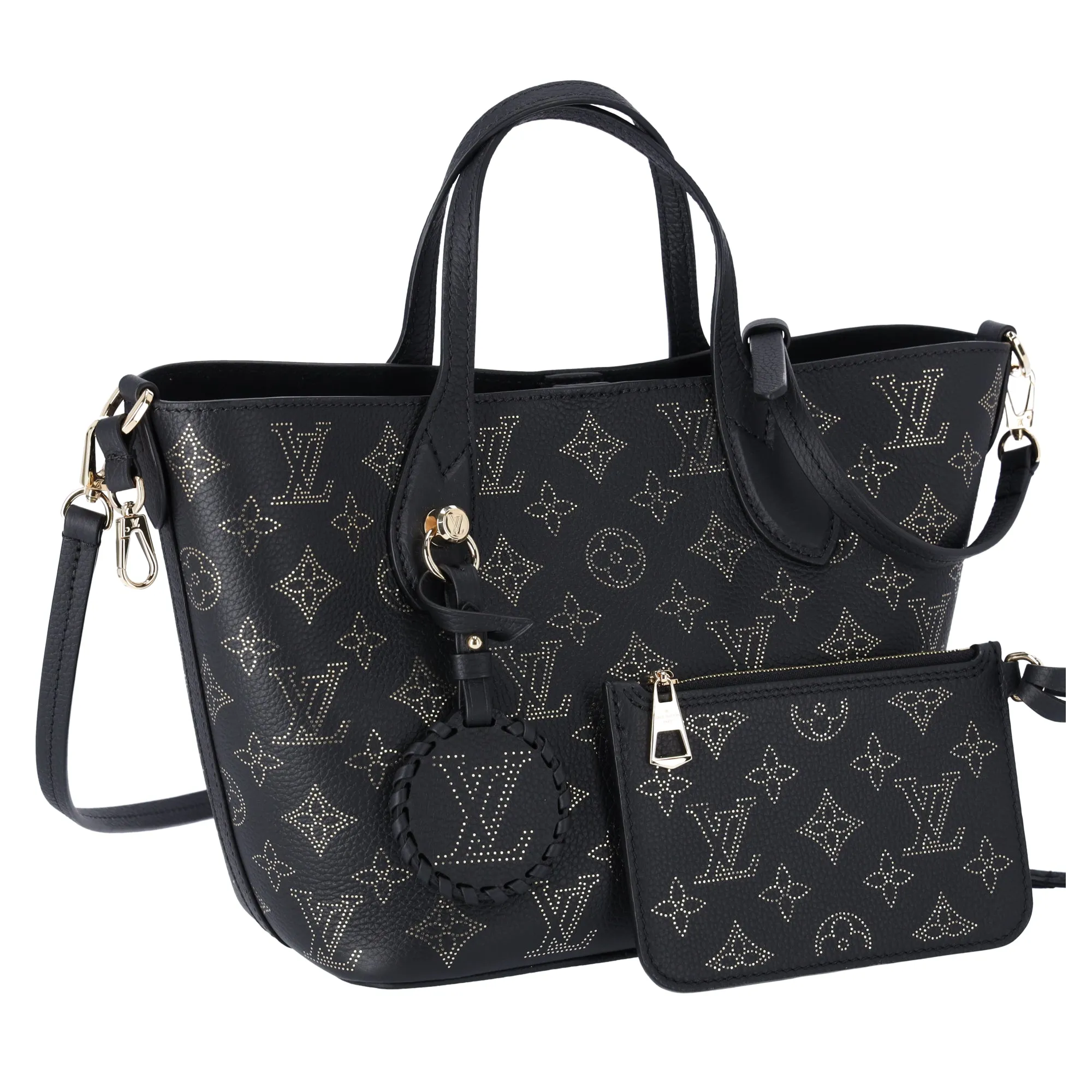 Louis Vuitton Blossom PM Monogram Mahina Noir M23393 Black Gold Small Tote