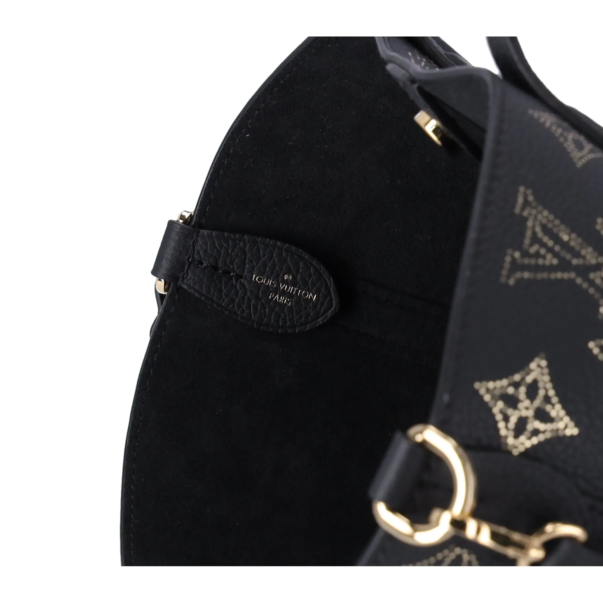 Louis Vuitton Blossom PM Monogram Mahina Noir M23393 Black Gold Small Tote
