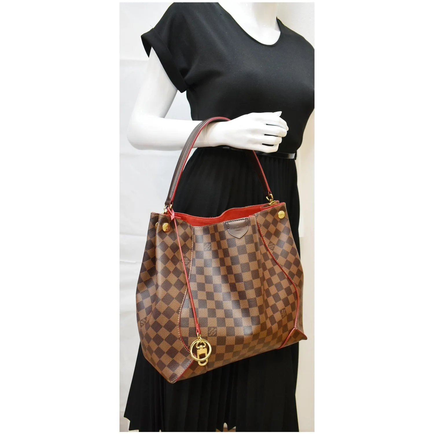 LOUIS VUITTON Caissa Damier Ebene Hobo Bag Brown