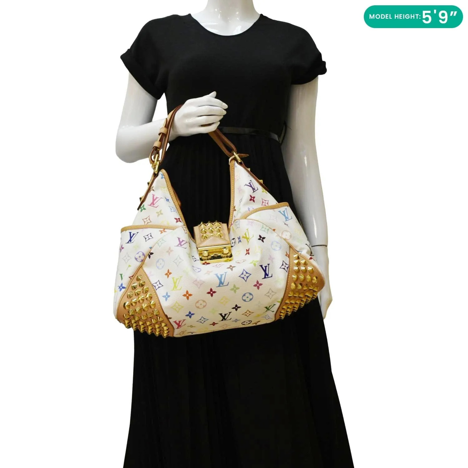 LOUIS VUITTON Chrissie Monogram Multicolor Canvas Hobo Bag White