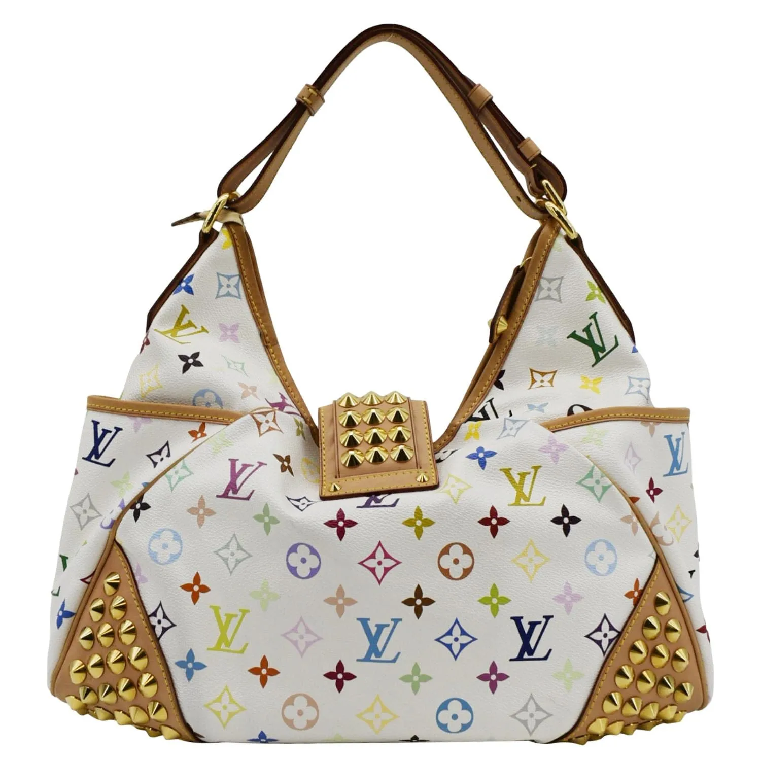 LOUIS VUITTON Chrissie Monogram Multicolor Canvas Hobo Bag White