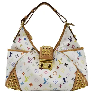 LOUIS VUITTON Chrissie Monogram Multicolor Canvas Hobo Bag White