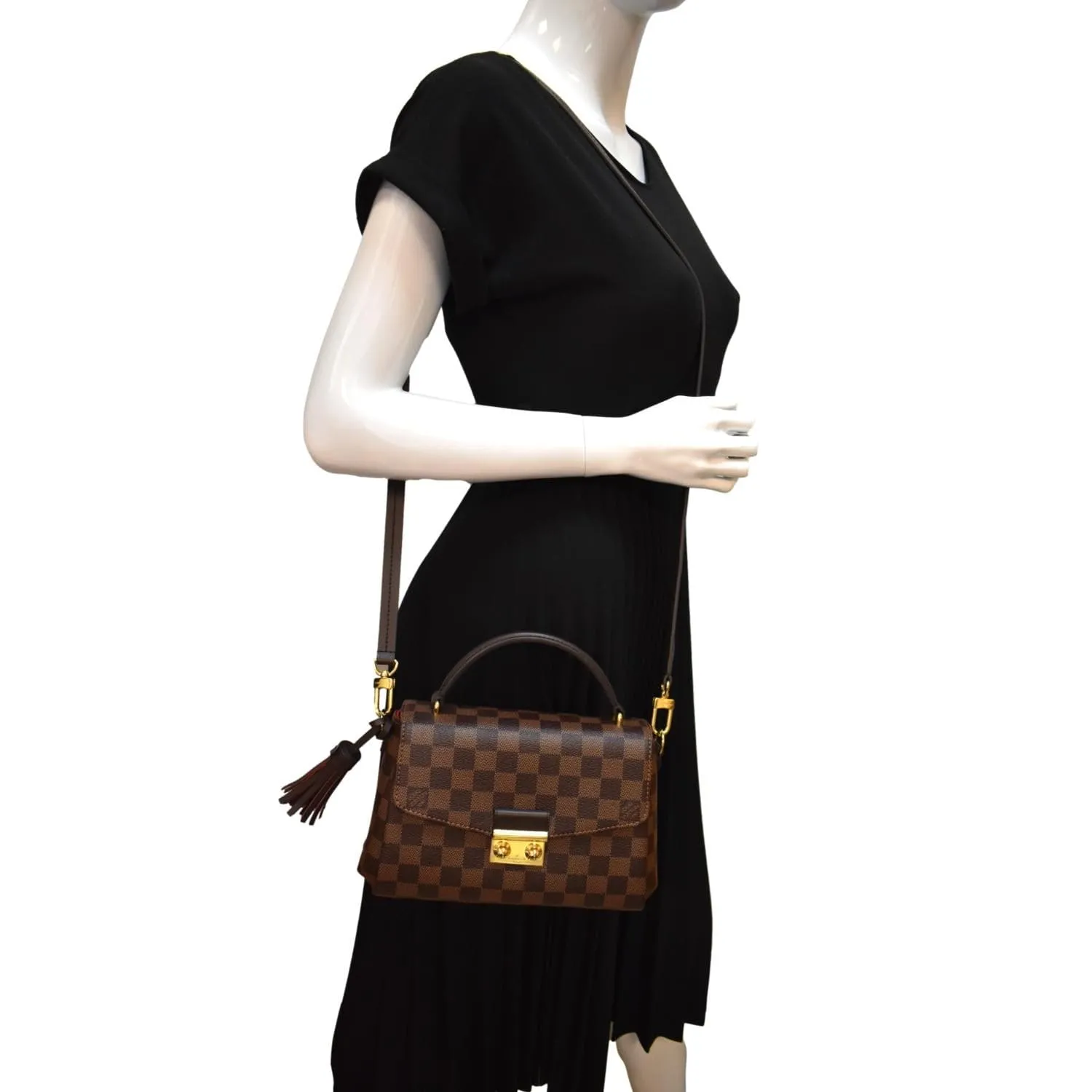 LOUIS VUITTON Croisette Damier Ebene Crossbody Bag Brown