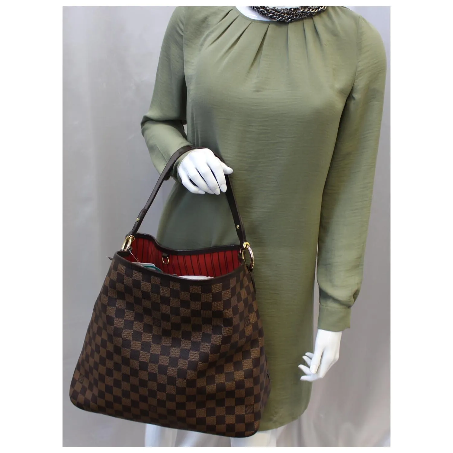 LOUIS VUITTON Delightful MM NM Damier Ebene Hobo Shoulder Bag Brown
