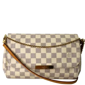 LOUIS VUITTON Favorite MM Damier Azur Crossbody Bag White