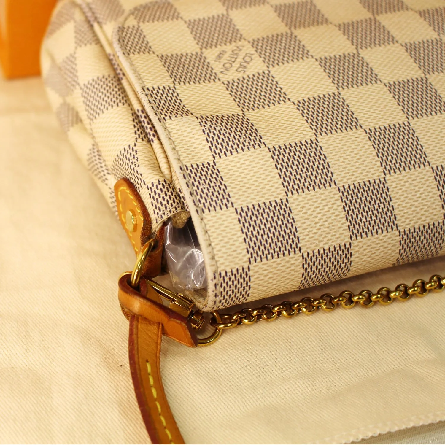 LOUIS VUITTON Favorite MM Damier Azur Crossbody Bag White