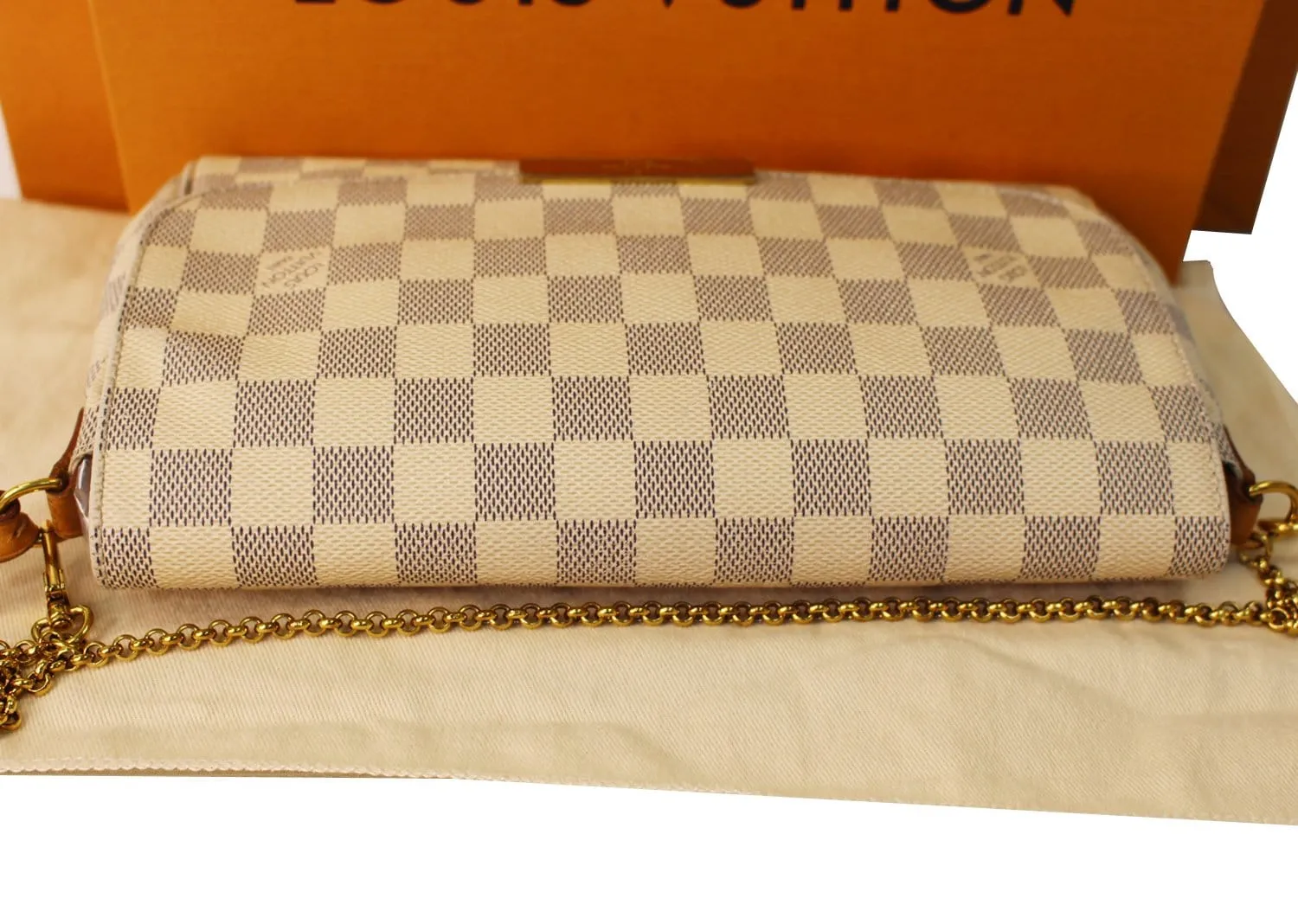 LOUIS VUITTON Favorite MM Damier Azur Crossbody Bag White
