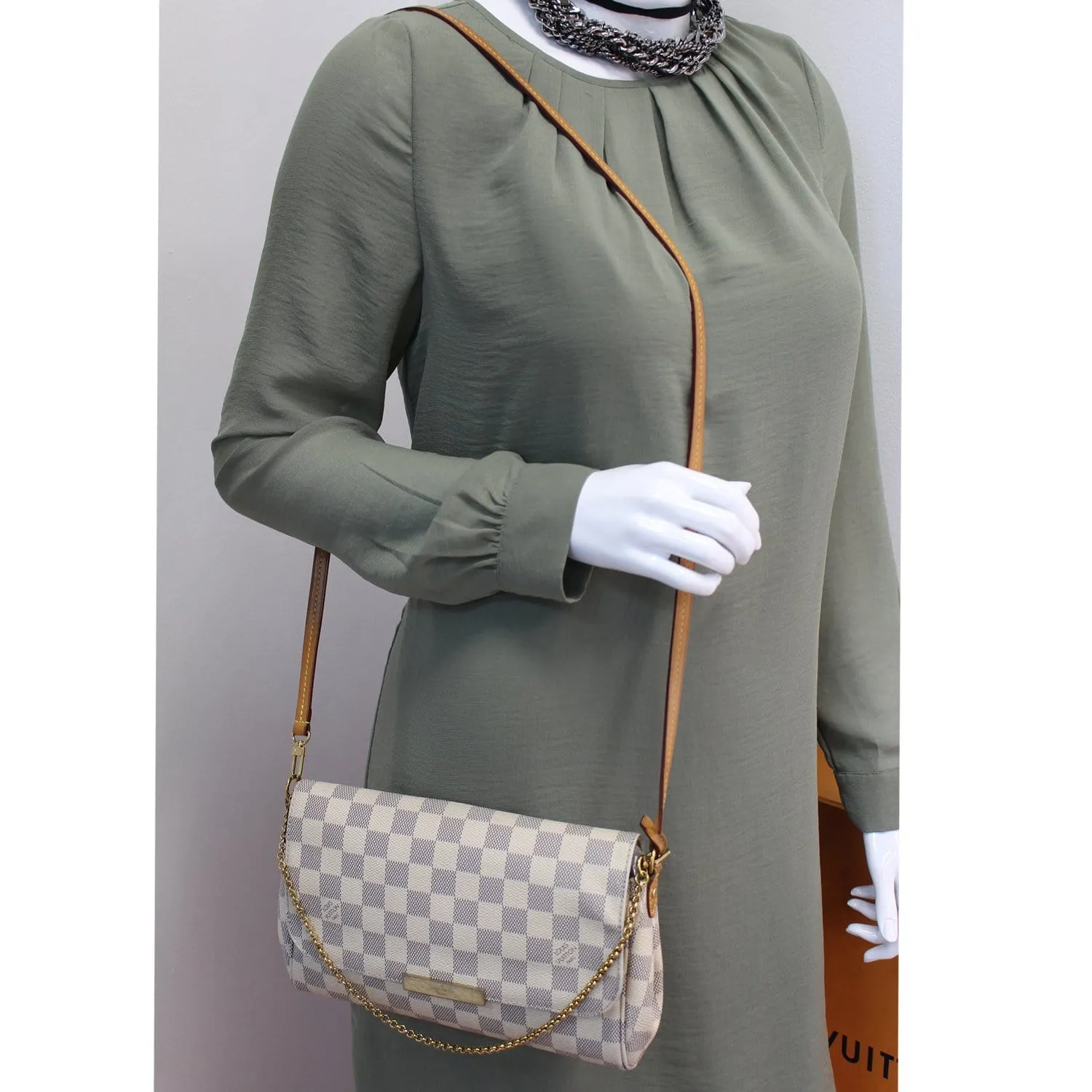 LOUIS VUITTON Favorite MM Damier Azur Crossbody Bag White