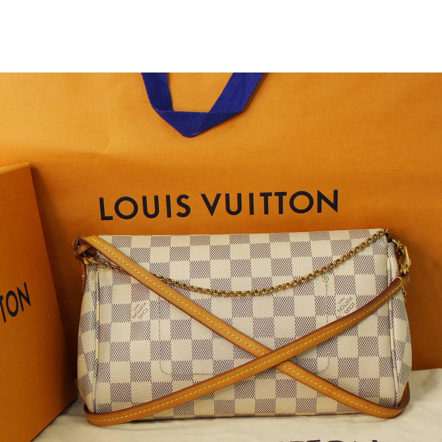 LOUIS VUITTON Favorite MM Damier Azur Crossbody Bag White