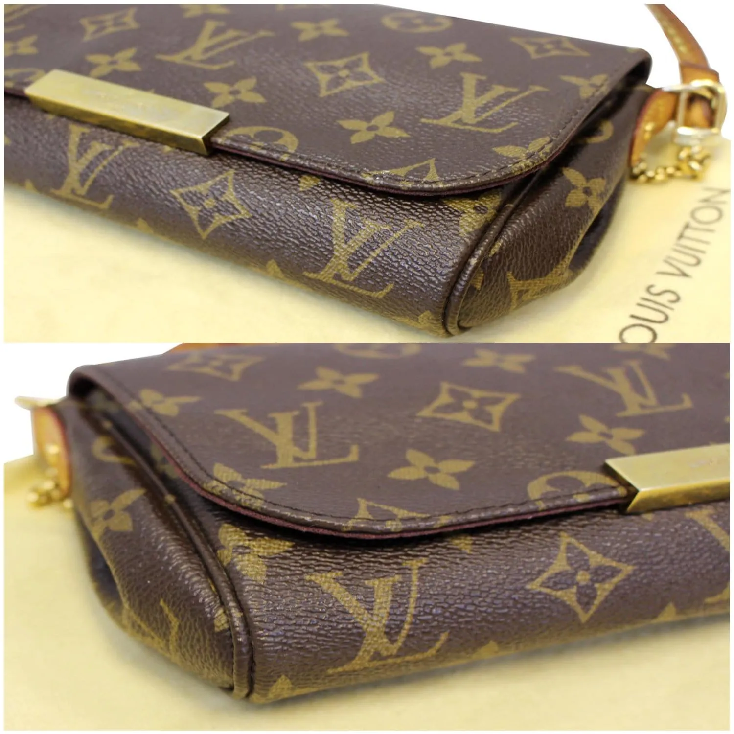 LOUIS VUITTON Favorite PM Monogram Canvas Crossbody Bag Brown