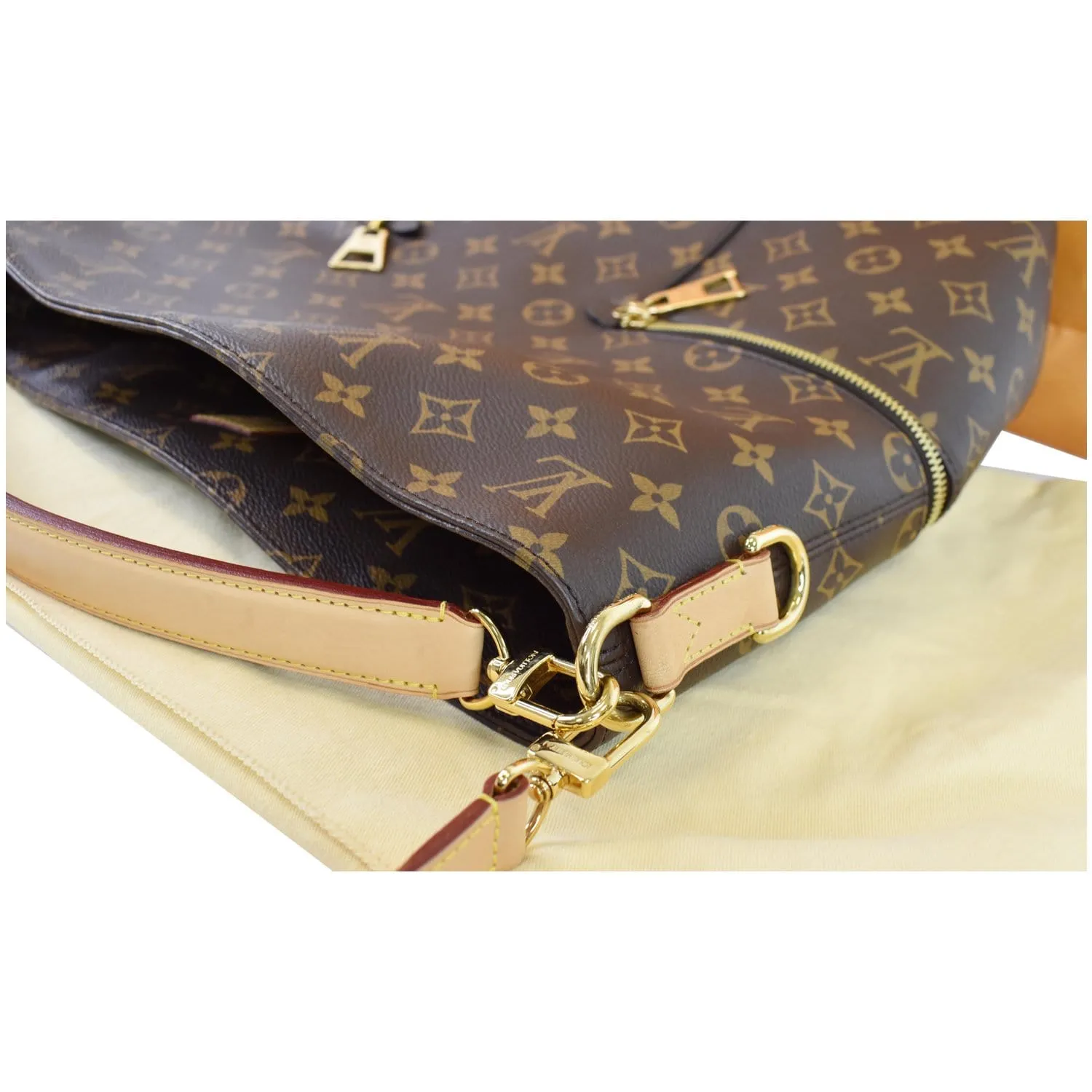 LOUIS VUITTON Melie Monogram Canvas Hobo Bag Brown