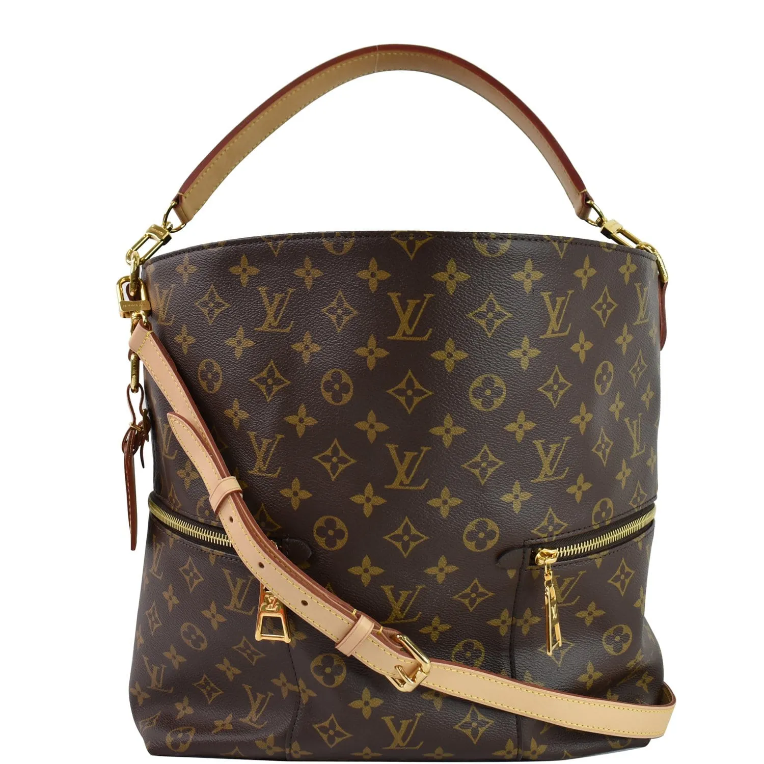 LOUIS VUITTON Melie Monogram Canvas Hobo Bag Brown