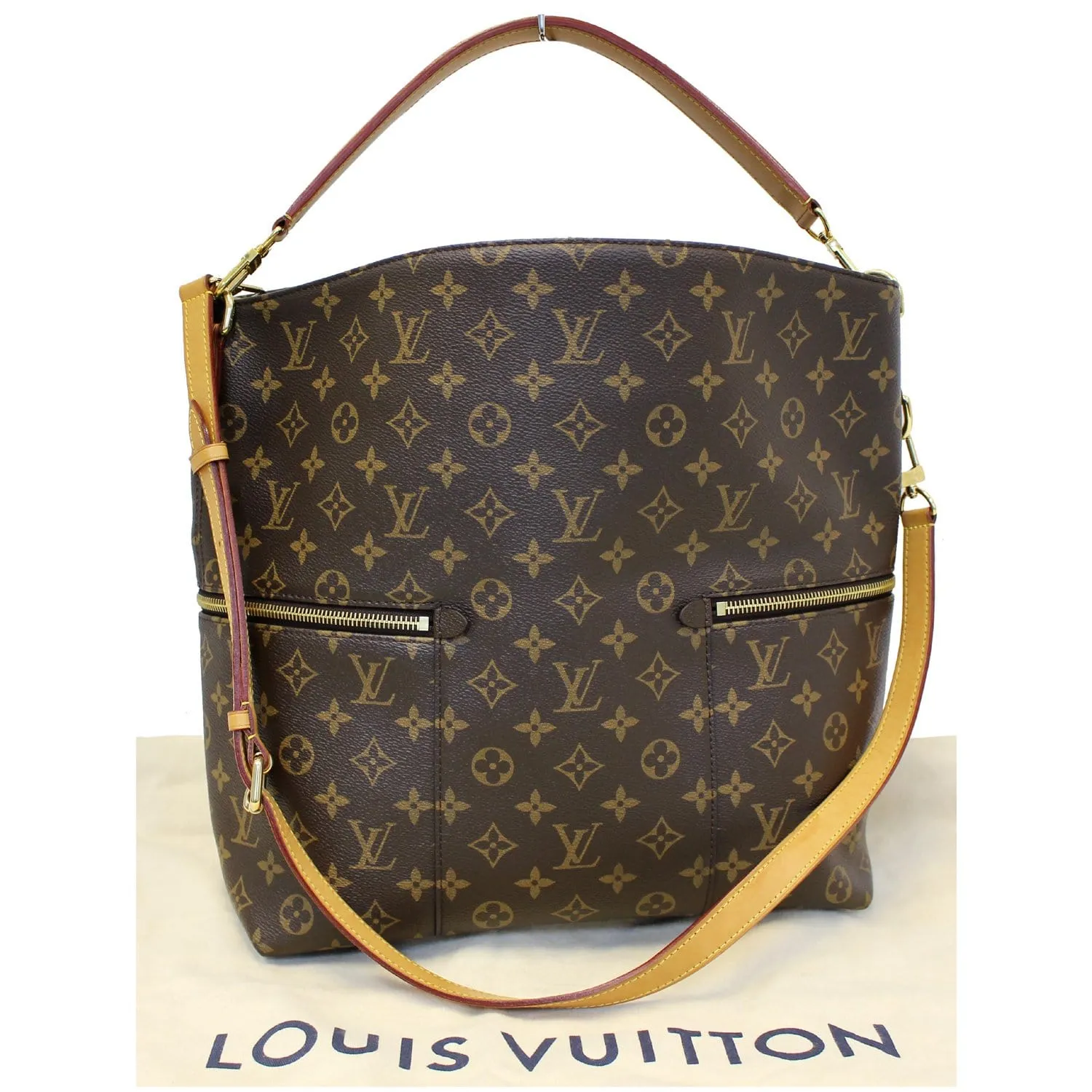 LOUIS VUITTON Melie Monogram Canvas Hobo Shoulder Bag Brown