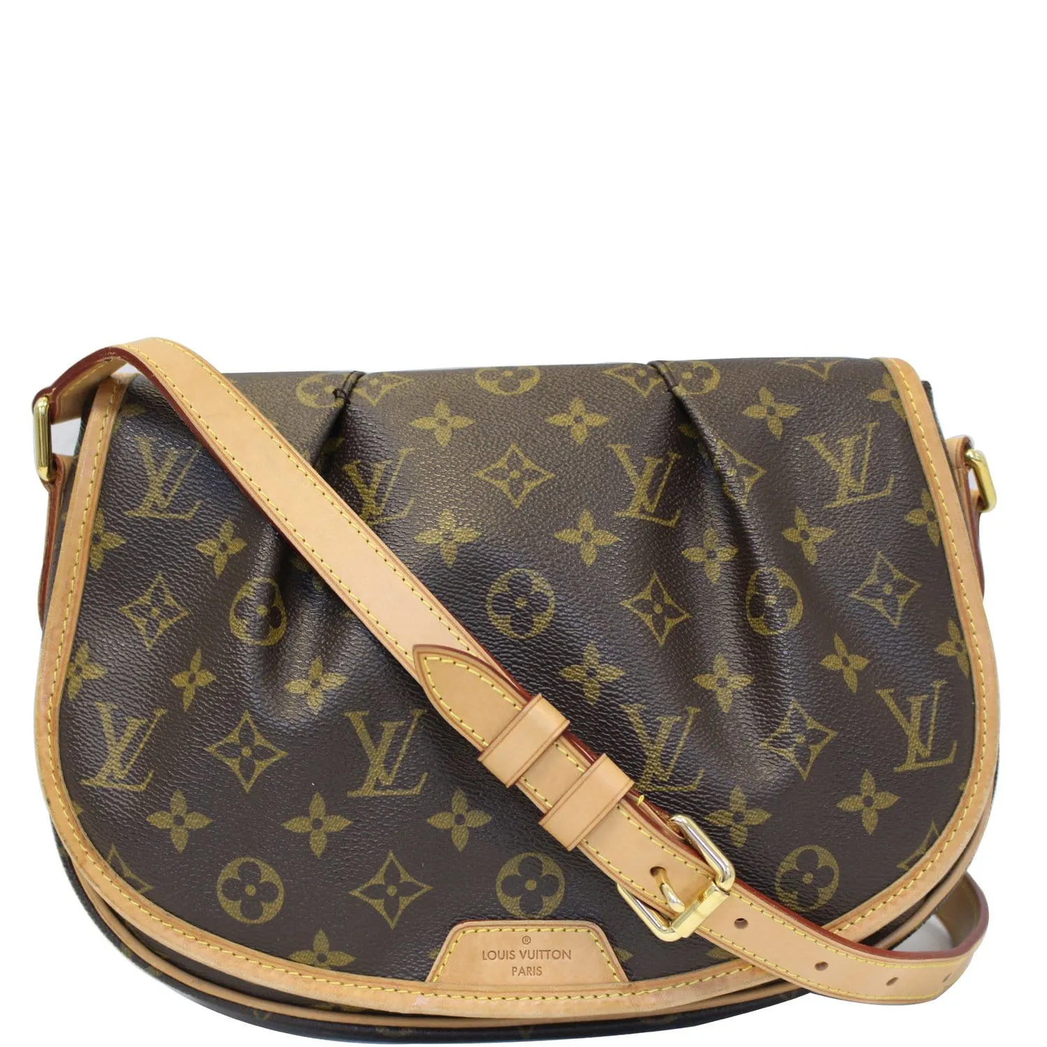 LOUIS VUITTON Menilmontant PM Monogram Canvas Crossbody Bag Brown