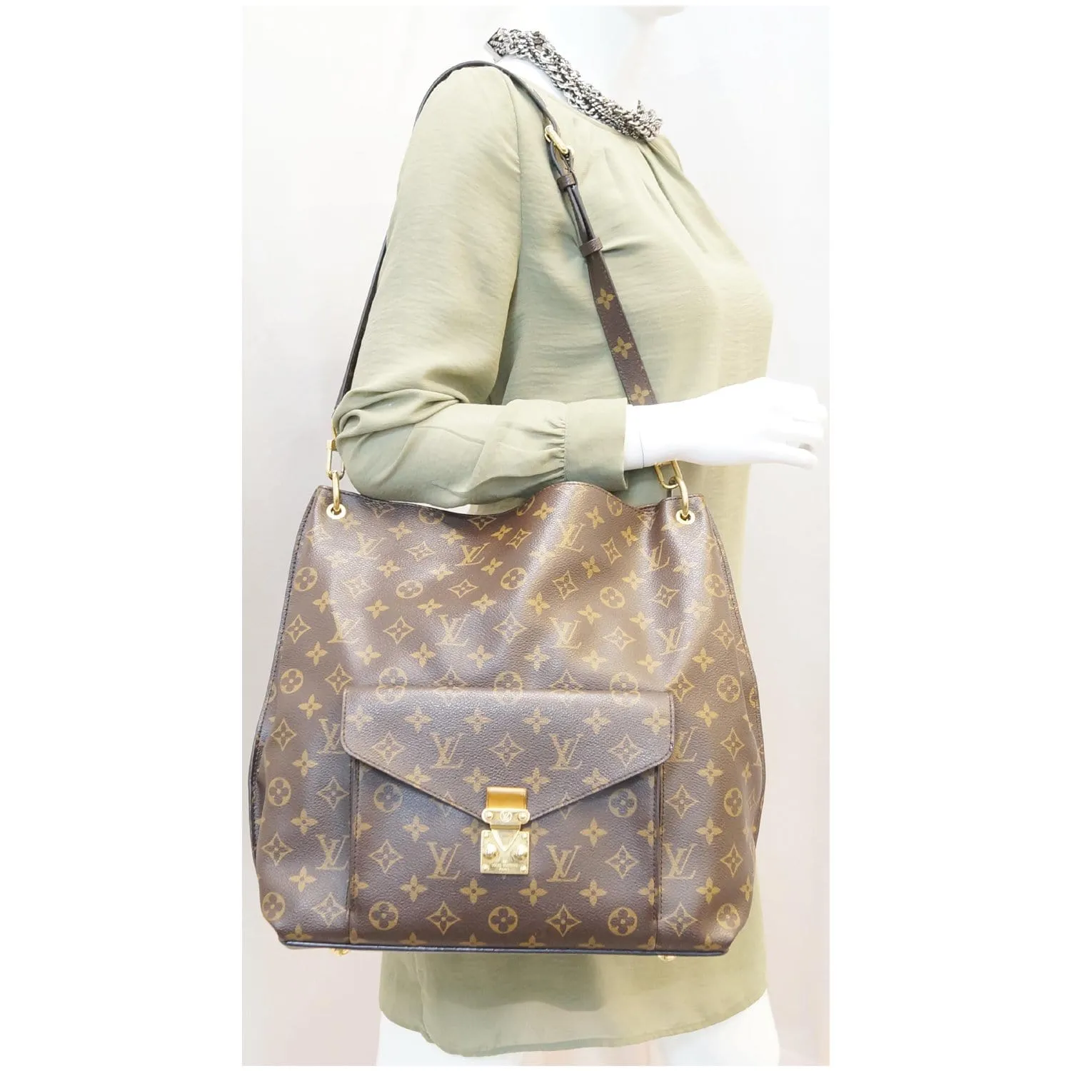 LOUIS VUITTON Metis Hobo Monogram Canvas Shoulder Bag Brown