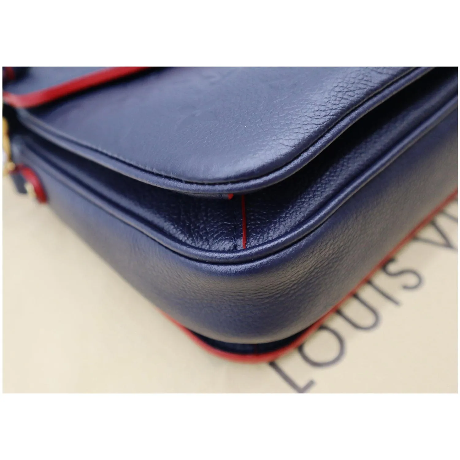 LOUIS VUITTON Metis Pochette Empreinte Leather Crossbody Bag Blue