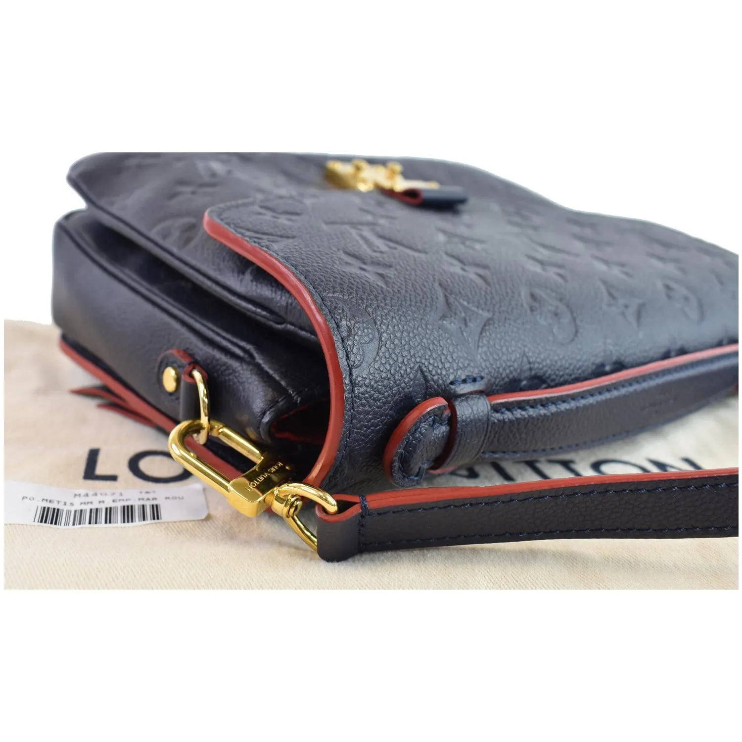 LOUIS VUITTON Metis Pochette Empreinte Leather Crossbody Bag Blue