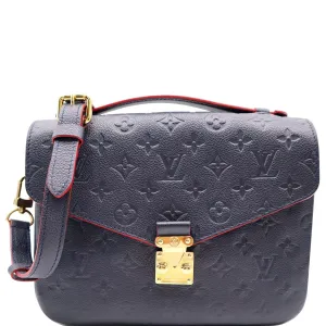 LOUIS VUITTON Metis Pochette Empreinte Leather Crossbody Bag Blue