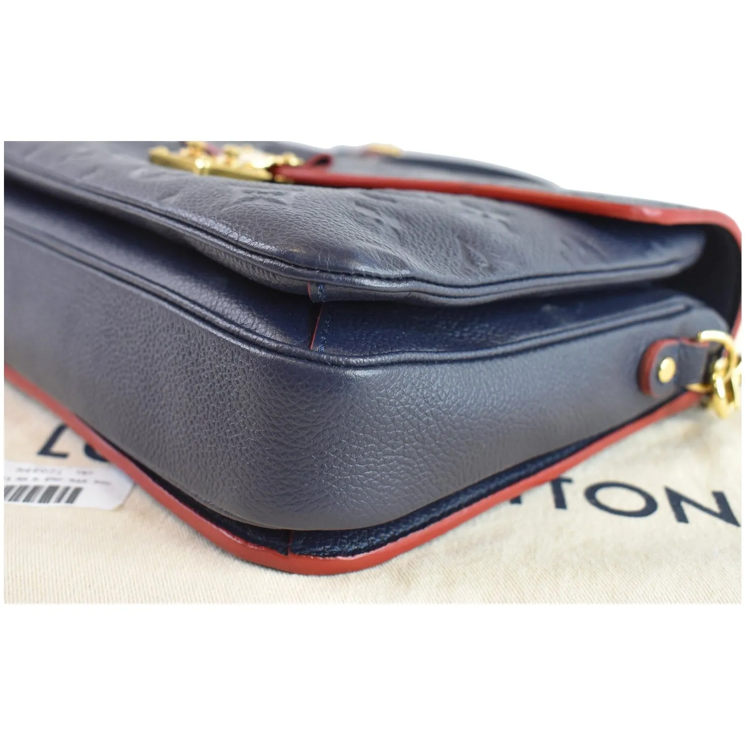 LOUIS VUITTON Metis Pochette Empreinte Leather Crossbody Bag Blue