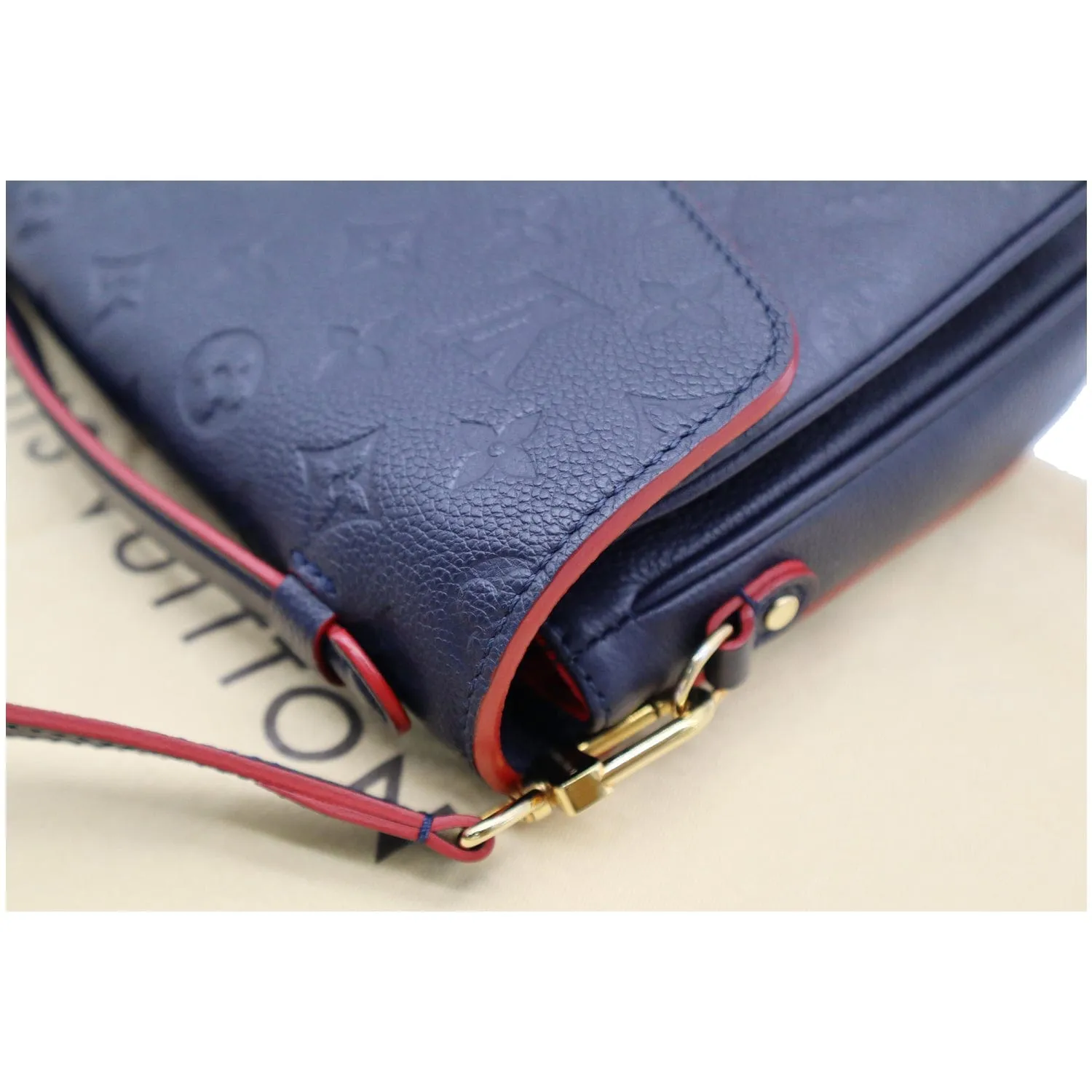 LOUIS VUITTON Metis Pochette Empreinte Leather Crossbody Bag Blue