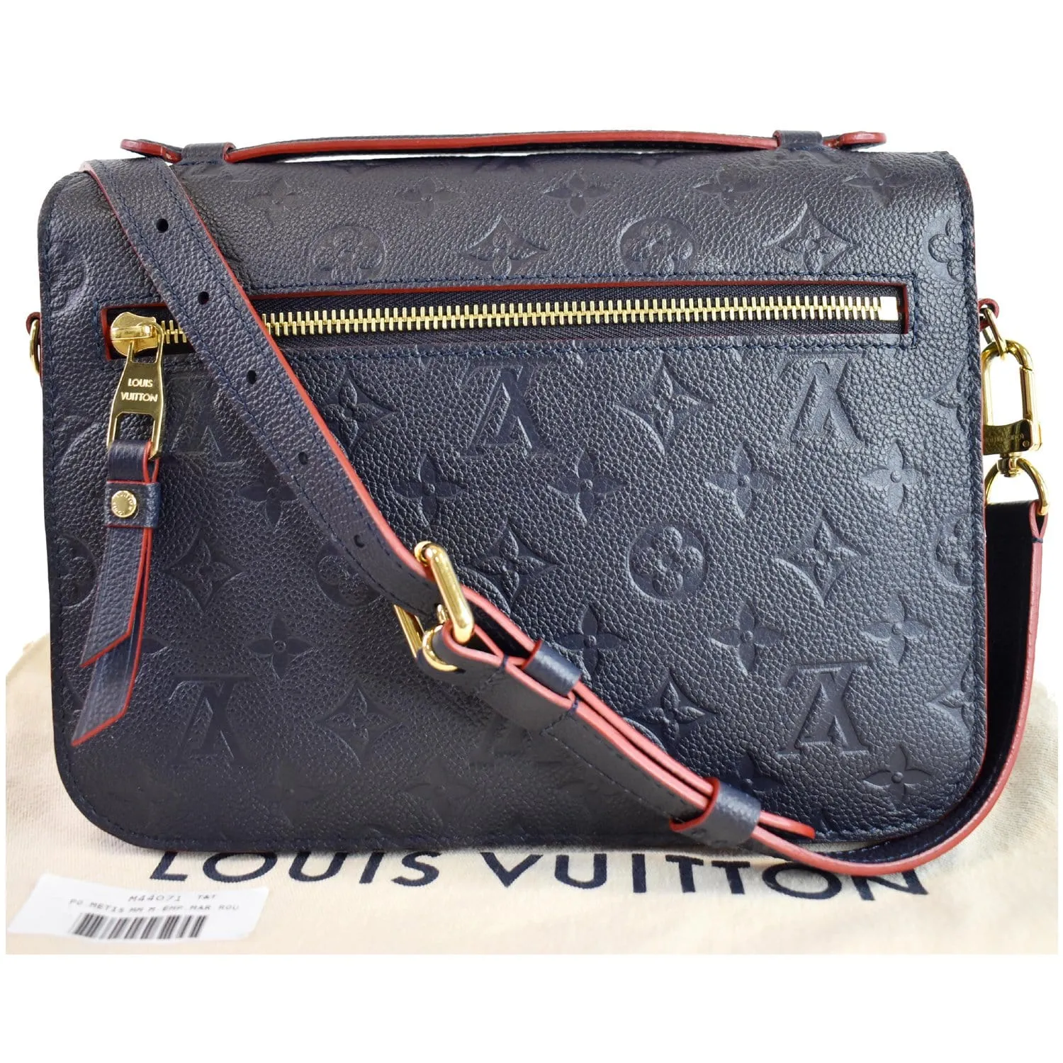 LOUIS VUITTON Metis Pochette Empreinte Leather Crossbody Bag Blue