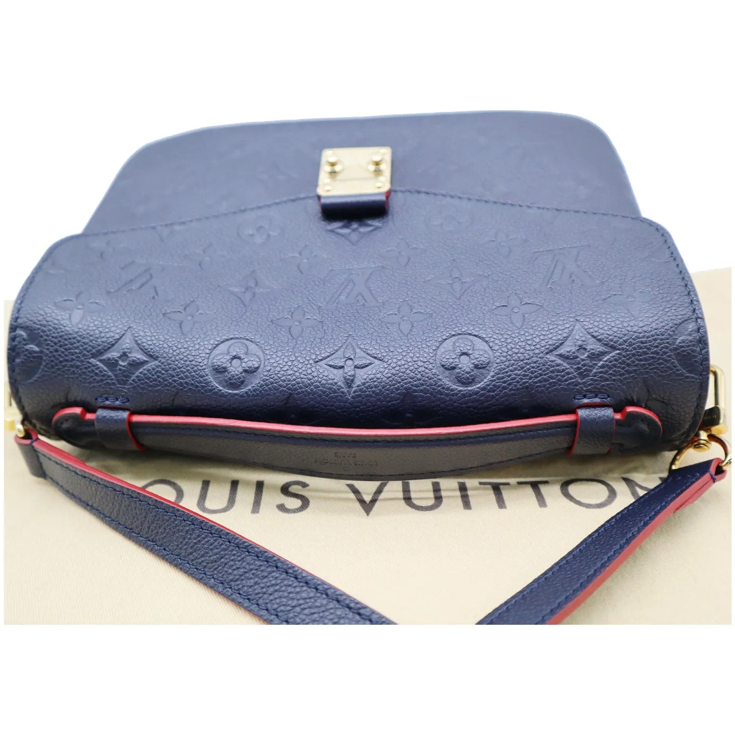 LOUIS VUITTON Metis Pochette Empreinte Leather Crossbody Bag Blue