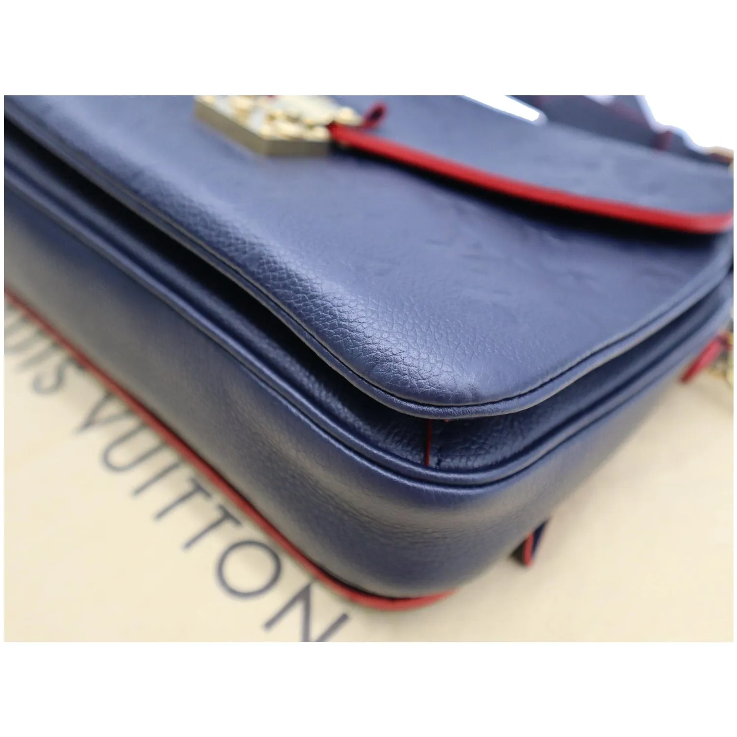 LOUIS VUITTON Metis Pochette Empreinte Leather Crossbody Bag Blue