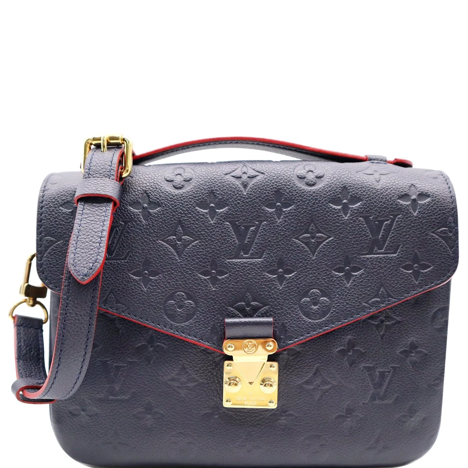LOUIS VUITTON Metis Pochette Empreinte Leather Crossbody Bag Blue