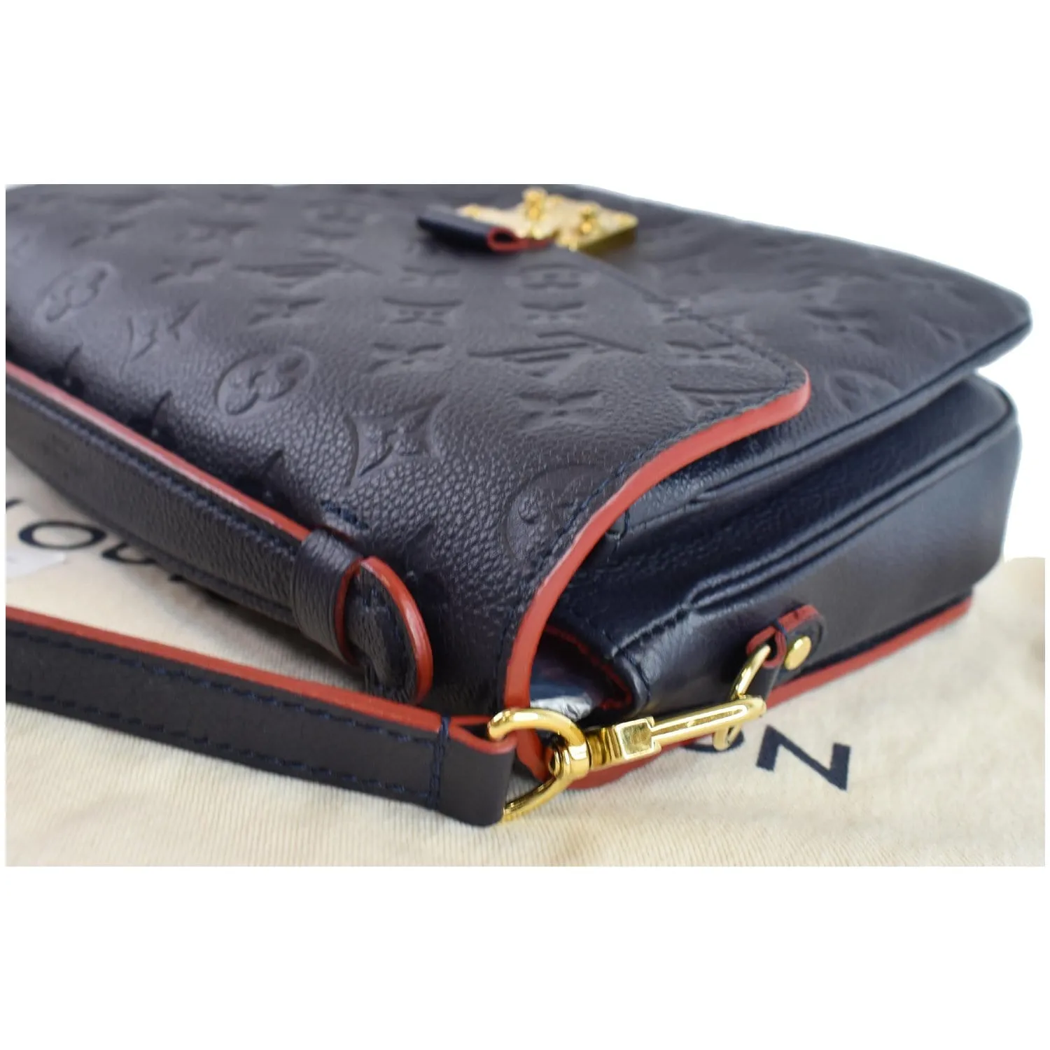 LOUIS VUITTON Metis Pochette Empreinte Leather Crossbody Bag Blue