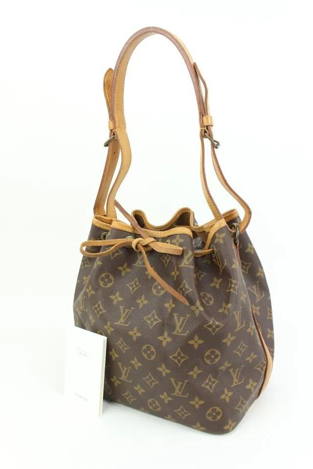 Louis Vuitton Monogram Petit Noe Drawstring Bucket Hobo 44lk91