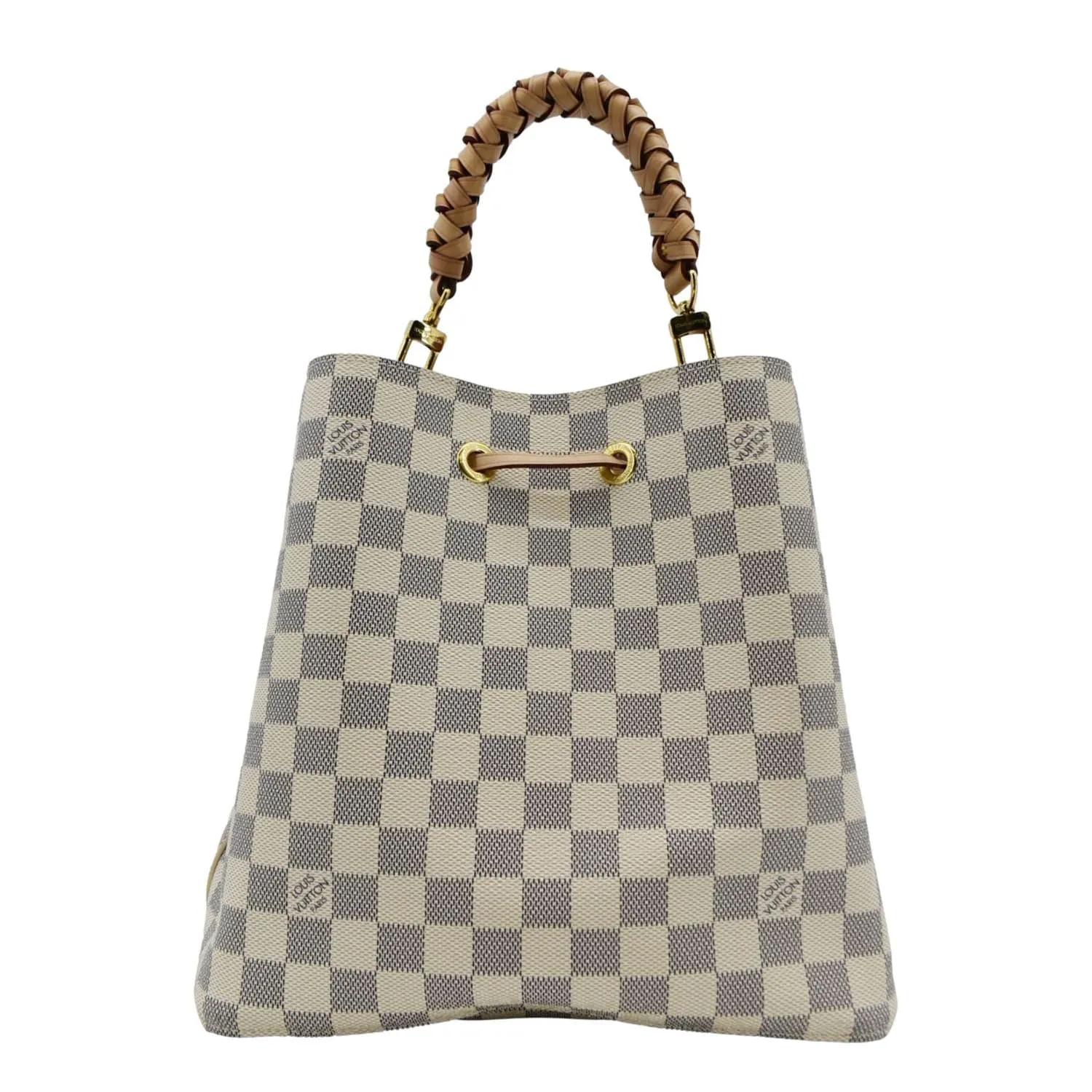 LOUIS VUITTON Neonoe Braided Handle Damier Azur Crossbody Bag White