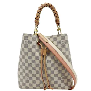 LOUIS VUITTON Neonoe Braided Handle Damier Azur Crossbody Bag White