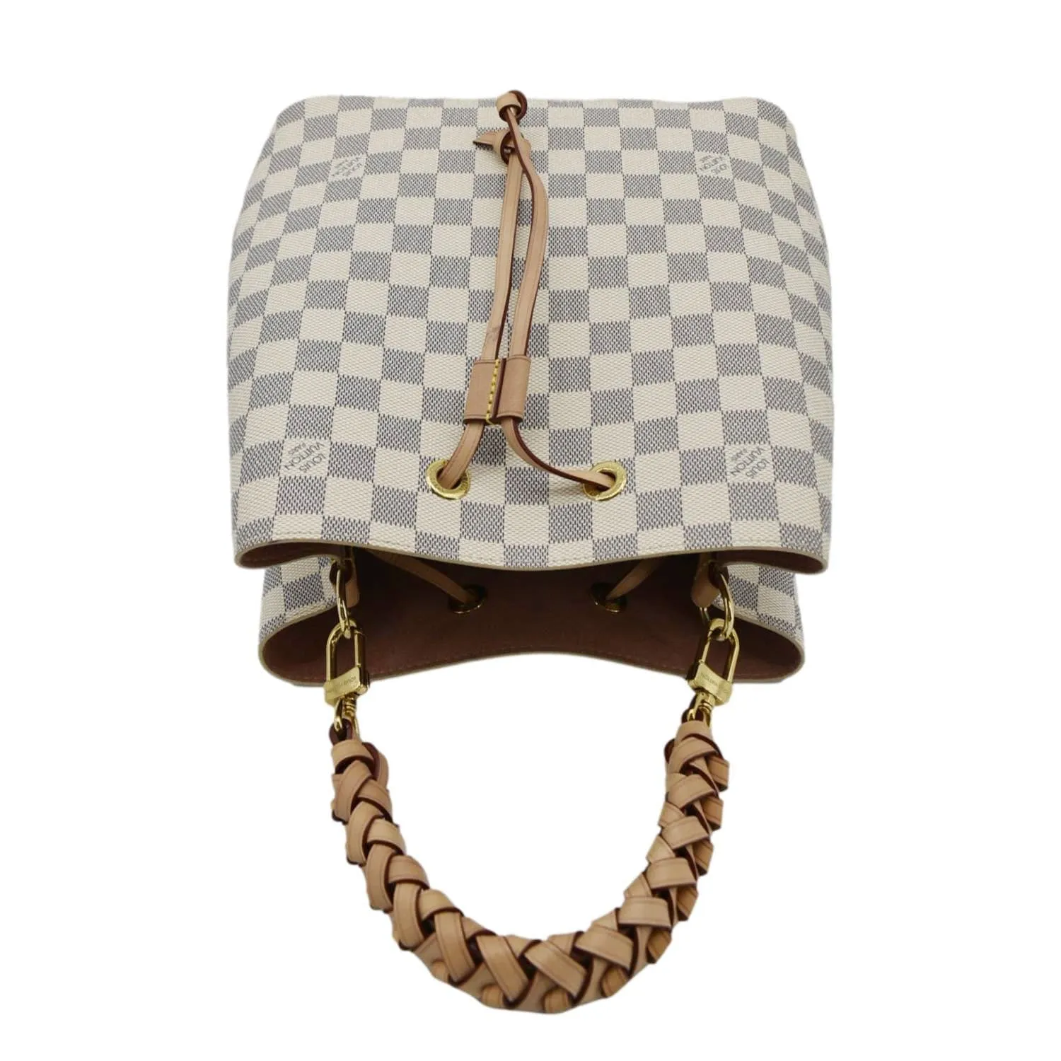 LOUIS VUITTON Neonoe Braided Handle Damier Azur Crossbody Bag White