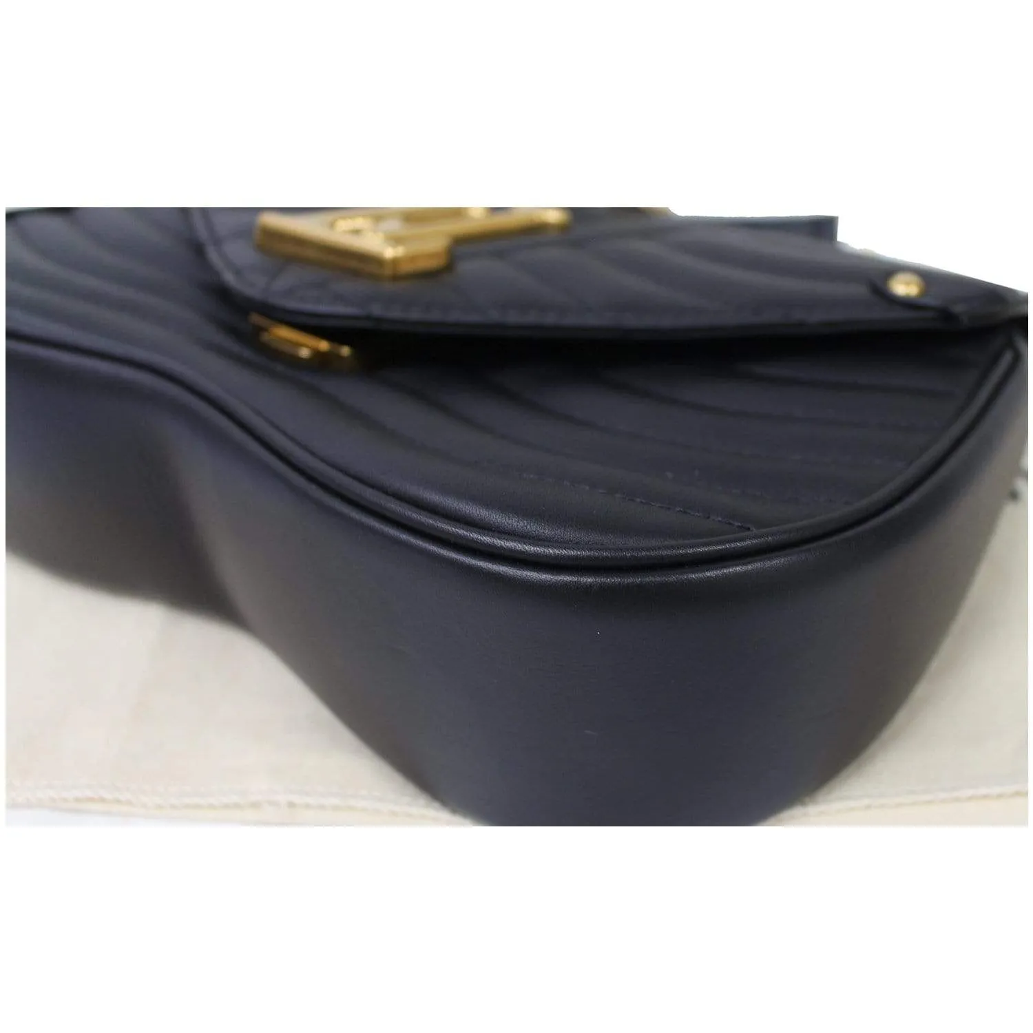 LOUIS VUITTON New Wave PM Quilted Leather Chain Crossbody Bag Black