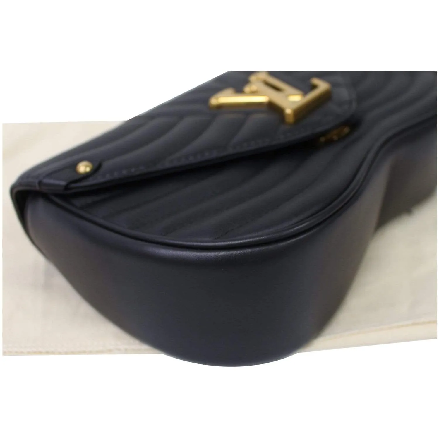 LOUIS VUITTON New Wave PM Quilted Leather Chain Crossbody Bag Black