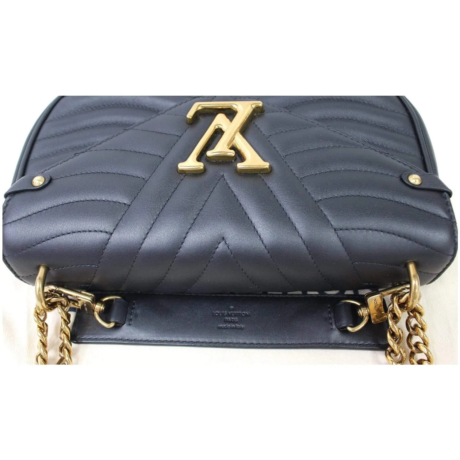 LOUIS VUITTON New Wave PM Quilted Leather Chain Crossbody Bag Black