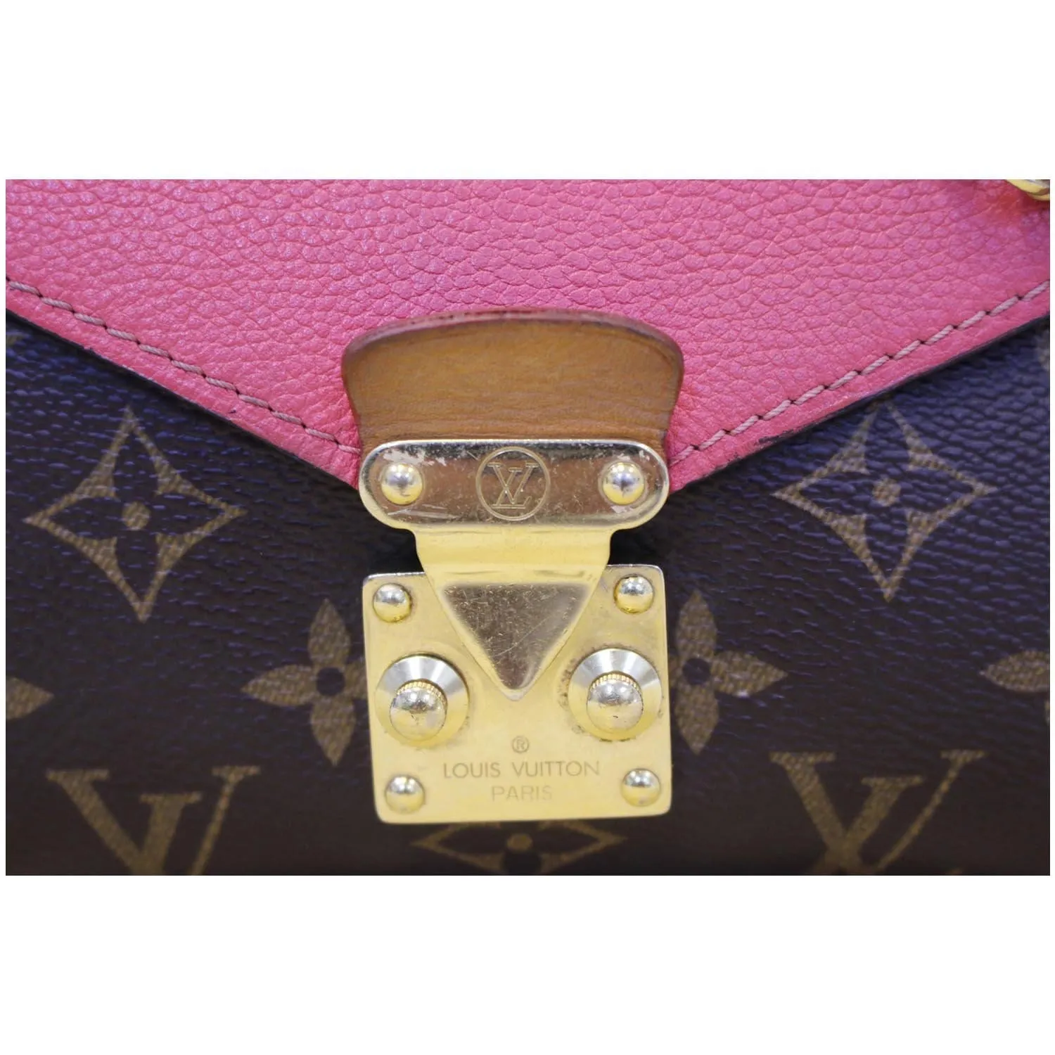 LOUIS VUITTON Pallas Chain Monogram Canvas Crossbody Bag Brown