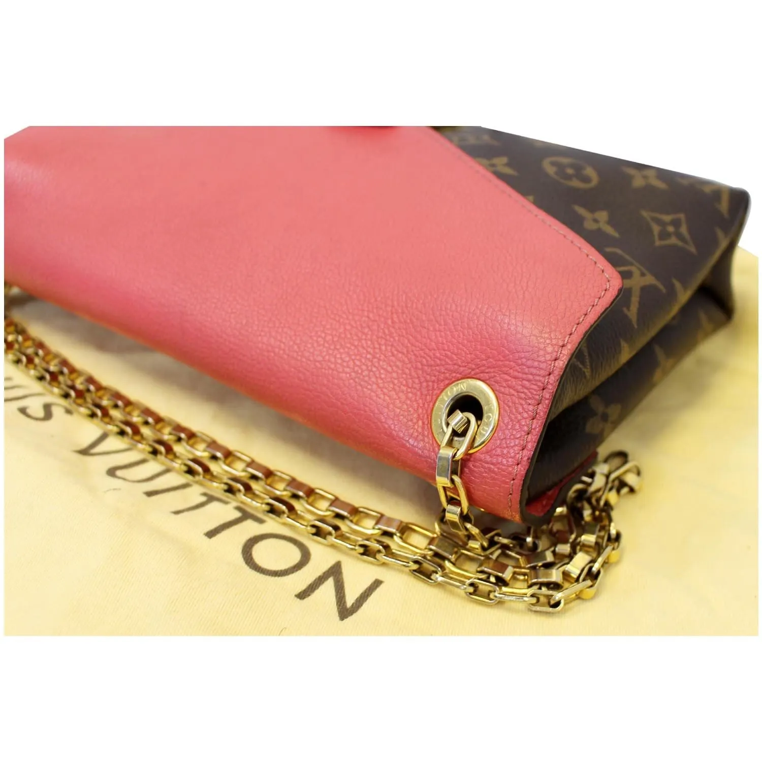 LOUIS VUITTON Pallas Chain Monogram Canvas Crossbody Bag Brown