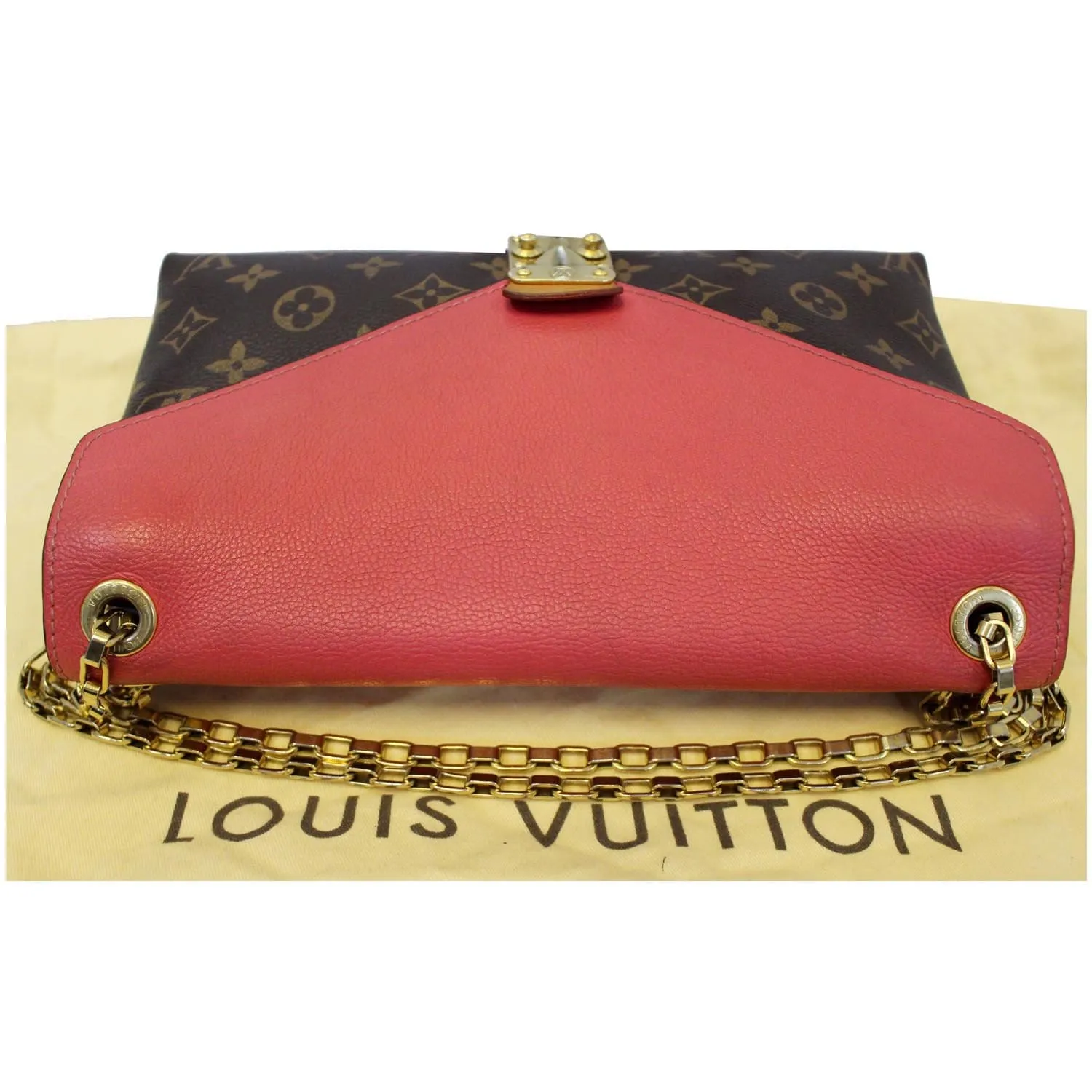LOUIS VUITTON Pallas Chain Monogram Canvas Crossbody Bag Brown