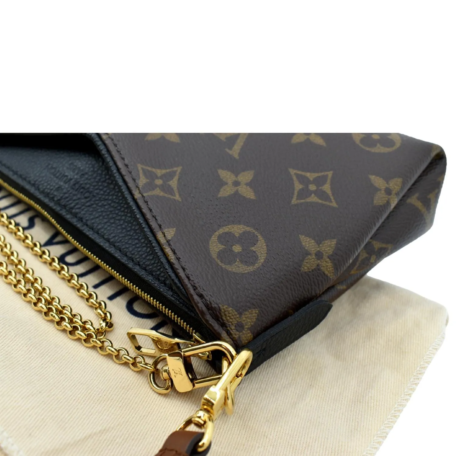LOUIS VUITTON Pallas Monogram Canvas Clutch Crossbody Bag Brown