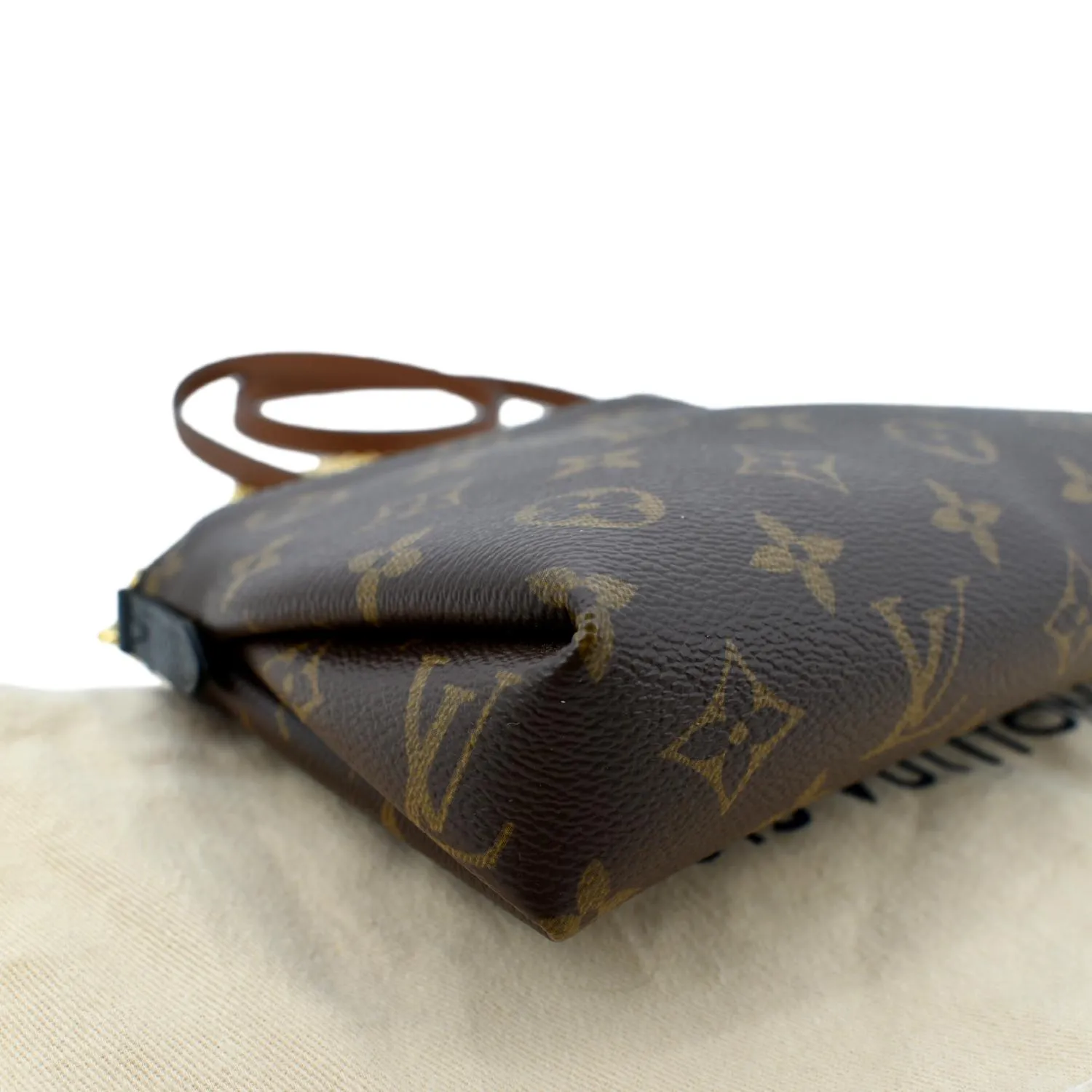 LOUIS VUITTON Pallas Monogram Canvas Clutch Crossbody Bag Brown