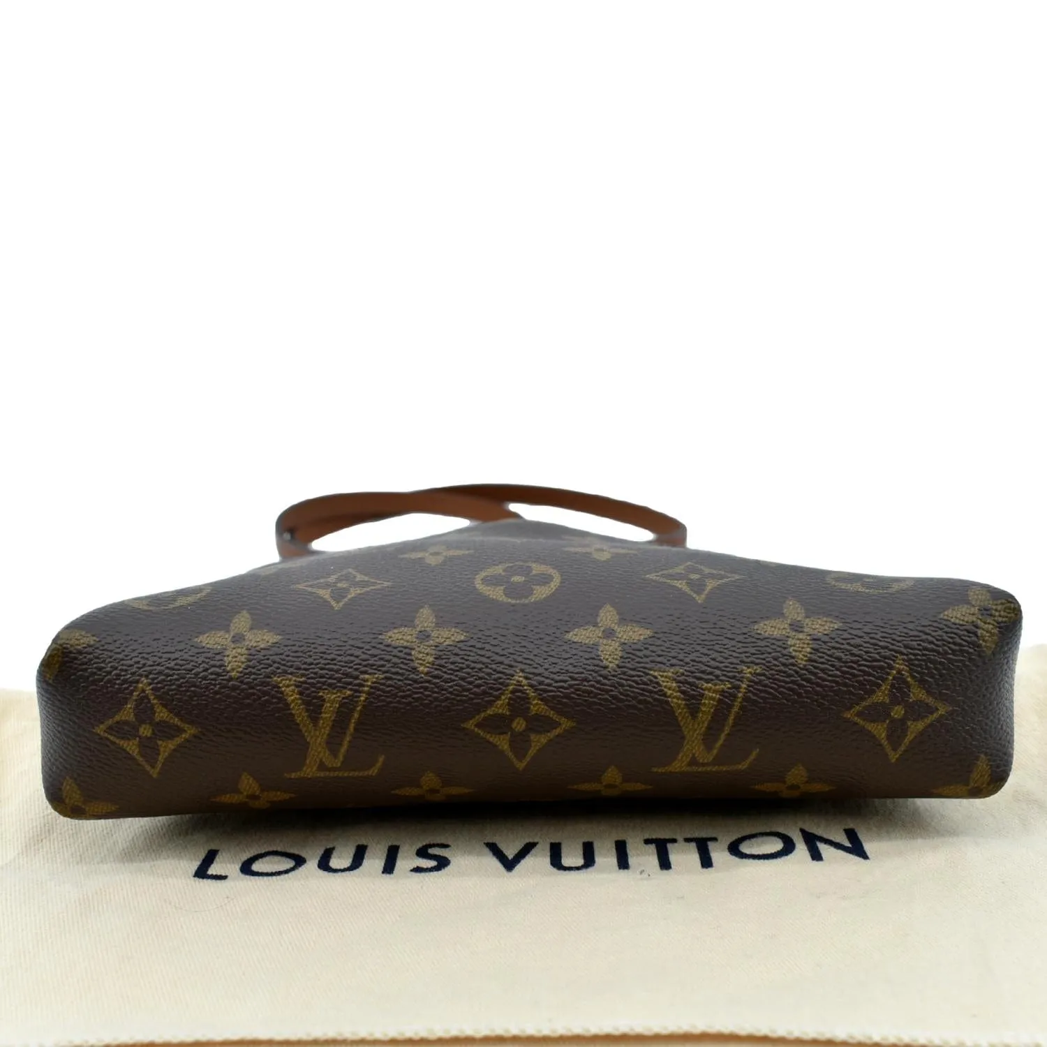 LOUIS VUITTON Pallas Monogram Canvas Clutch Crossbody Bag Brown